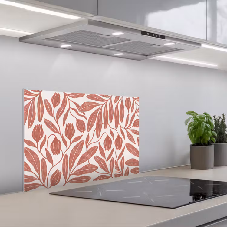 Bloemen - Patroon - Modern - Natuur - Bruin keuken achterwand spatscherm klein -3d_schuin