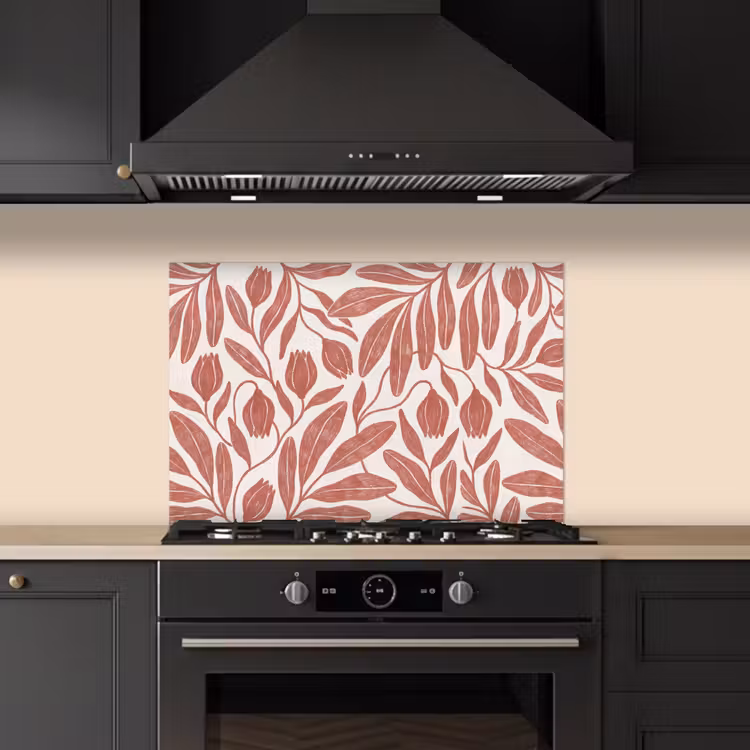 Bloemen - Patroon - Modern - Natuur - Bruin keuken achterwand spatscherm klein -sfeer1
