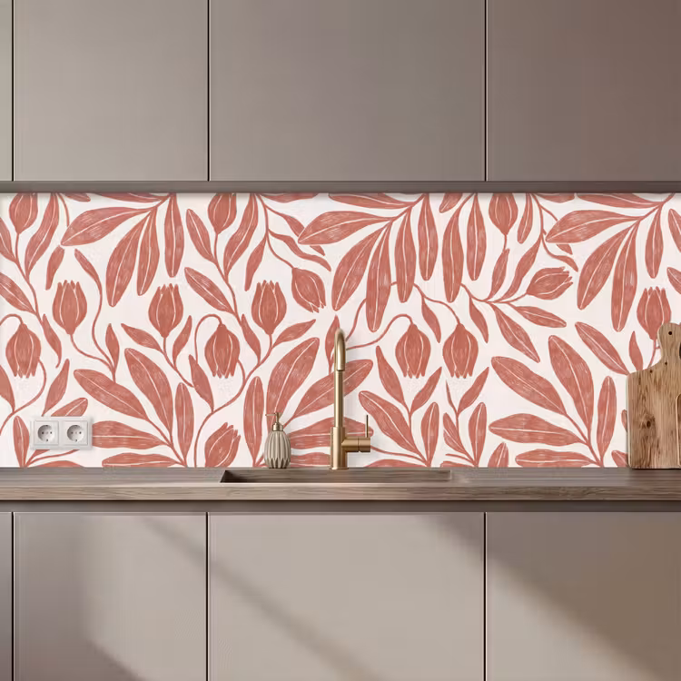 Bloemen - Patroon - Modern - Natuur - Bruin keuken achterwand 2 middel zz_3dshopping