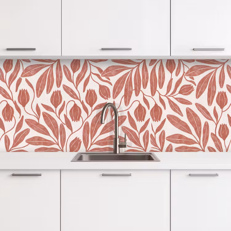 Bloemen - Patroon - Modern - Natuur - Bruin keuken achterwand 2 middel -3d