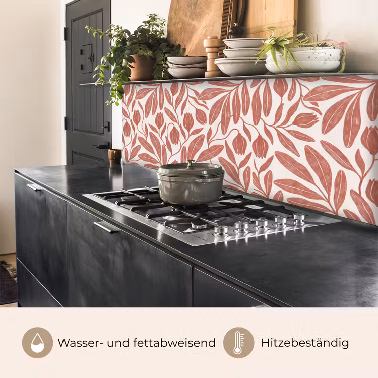 Bloemen - Patroon - Modern - Natuur - Bruin keuken achterwand 2 middel -usp_DE