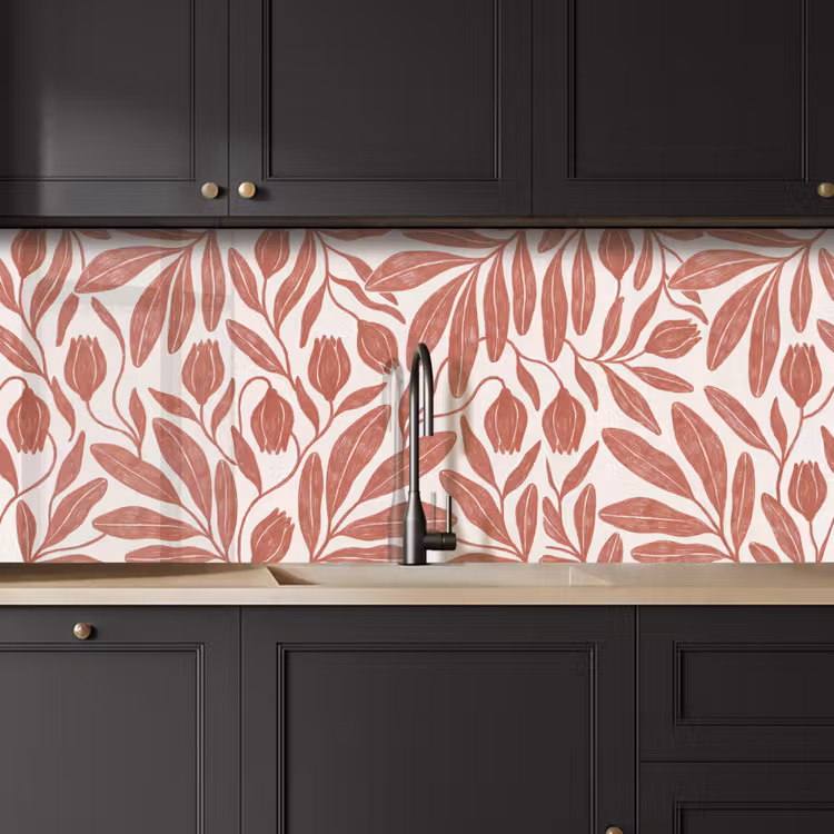 Bloemen - Patroon - Modern - Natuur - Bruin keuken achterwand 2 middel -sfeer1