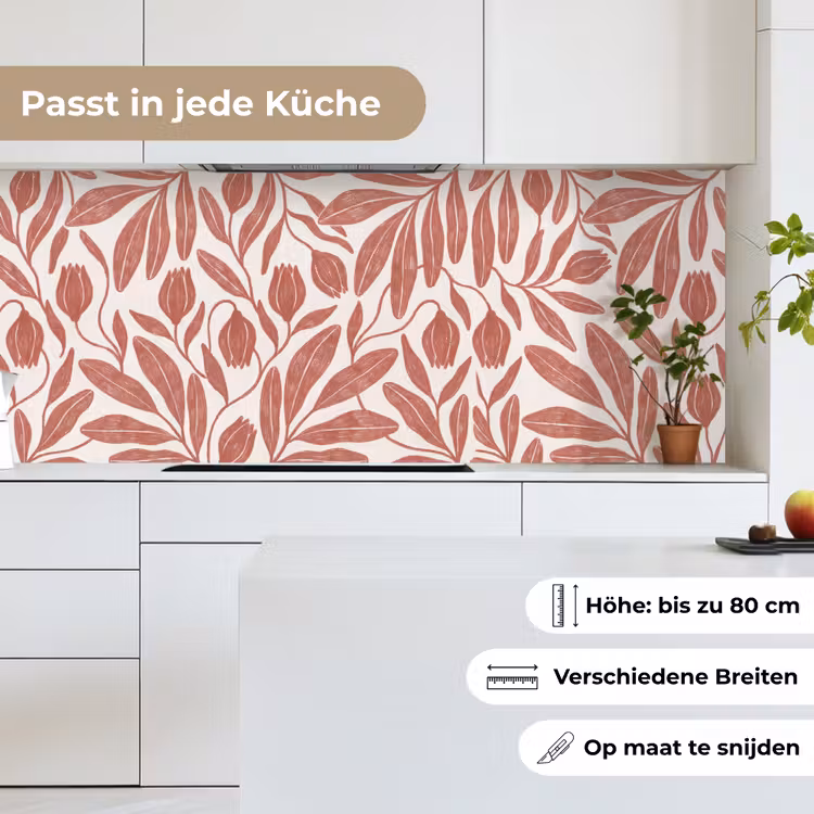 Bloemen - Patroon - Modern - Natuur - Bruin keuken achterwand 2 middel -sfeer4_DE