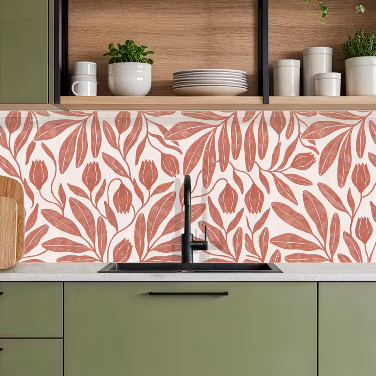 Bloemen - Patroon - Modern - Natuur - Bruin keuken achterwand 2 middel -sfeer3