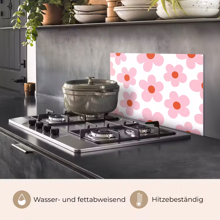 Bloemen - Patroon - Modern - Roze - Wit keuken achterwand spatscherm klein -usp_DE