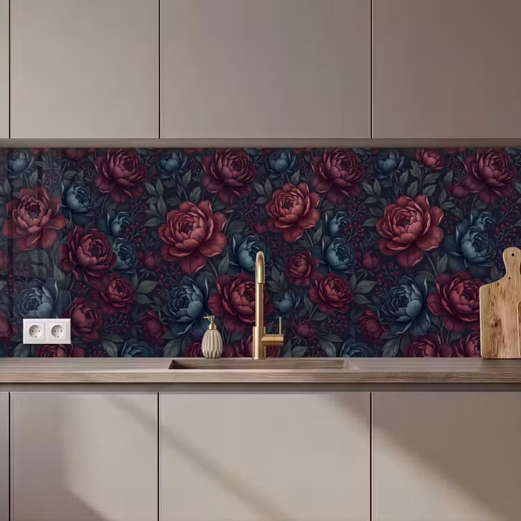 Bloemen - Patroon - Natuur - Klassiek - Donker keuken achterwand 2 middel zz_3dshopping