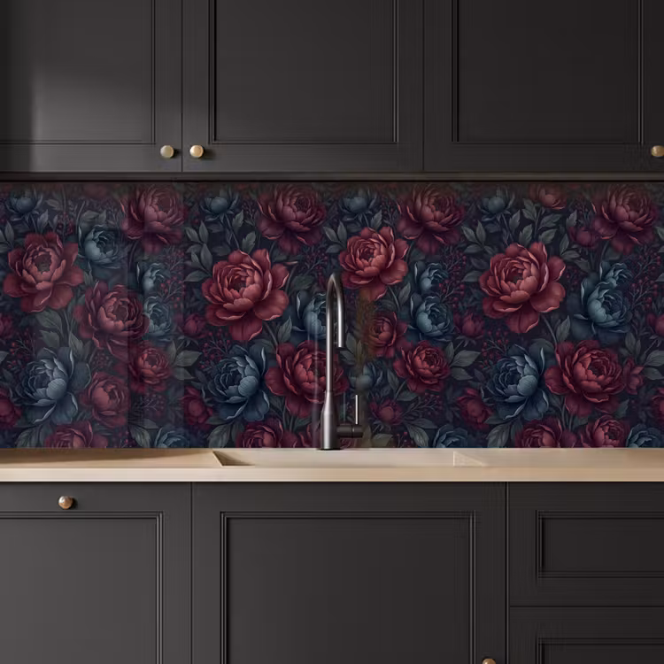Bloemen - Patroon - Natuur - Klassiek - Donker keuken achterwand 2 middel -sfeer1