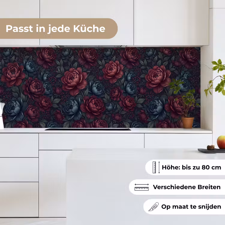 Bloemen - Patroon - Natuur - Klassiek - Donker keuken achterwand 2 middel -sfeer4_DE