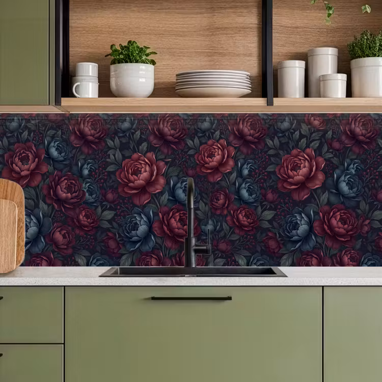 Bloemen - Patroon - Natuur - Klassiek - Donker keuken achterwand 2 middel -sfeer3