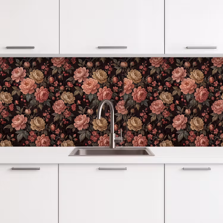 Bloemen - Patroon - Natuur - Vintage - Roze keuken achterwand 2 middel -3d