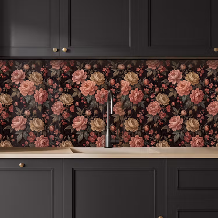 Bloemen - Patroon - Natuur - Vintage - Roze keuken achterwand 2 middel -sfeer1