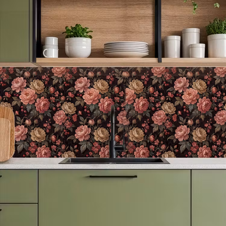 Bloemen - Patroon - Natuur - Vintage - Roze keuken achterwand 2 middel -sfeer3