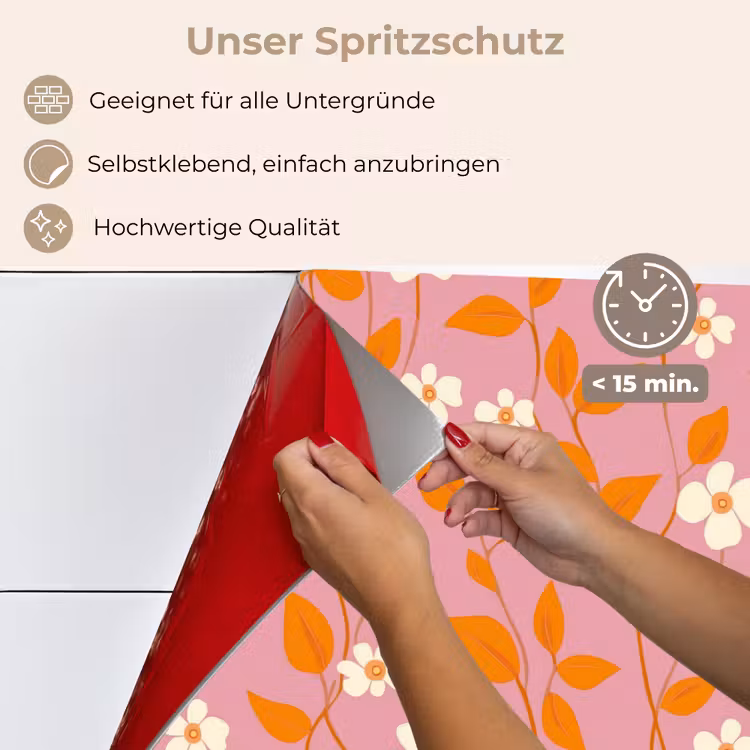 Bloemen - Patroon - Oranje keuken achterwand spatscherm klein 900 -spatscherm_DE
