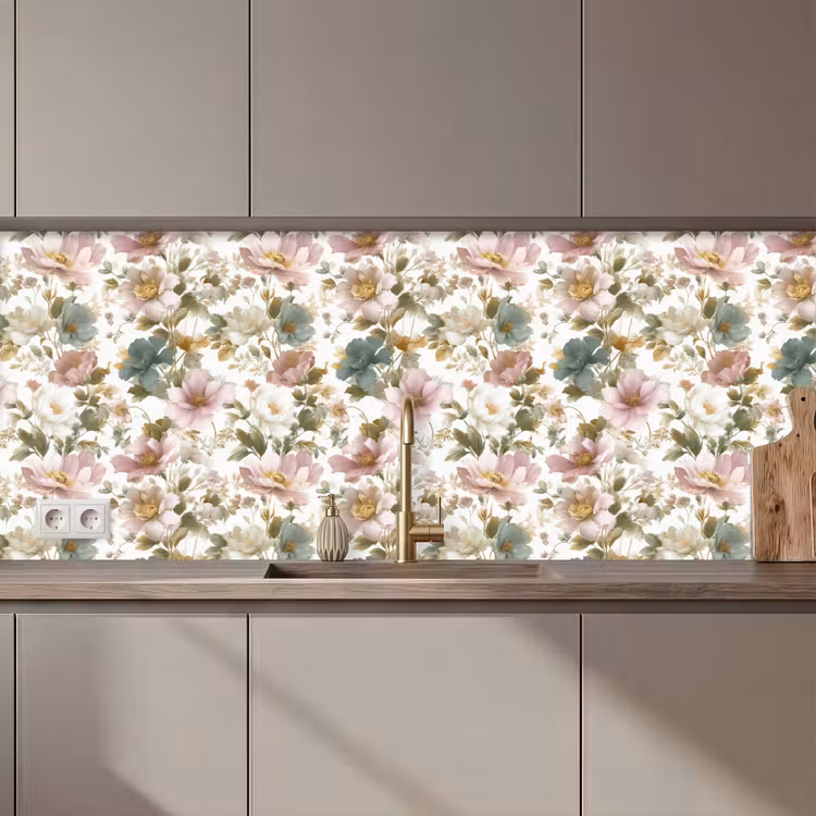 Bloemen - Patroon - Pastel keuken achterwand 2 middel 871 zz_3dshopping
