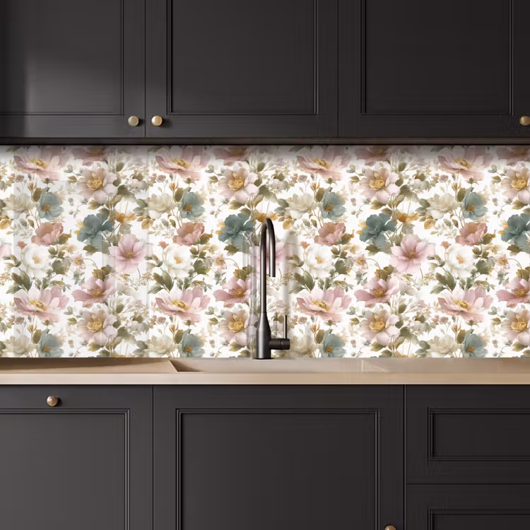 Bloemen - Patroon - Pastel keuken achterwand 2 middel 871 -sfeer1