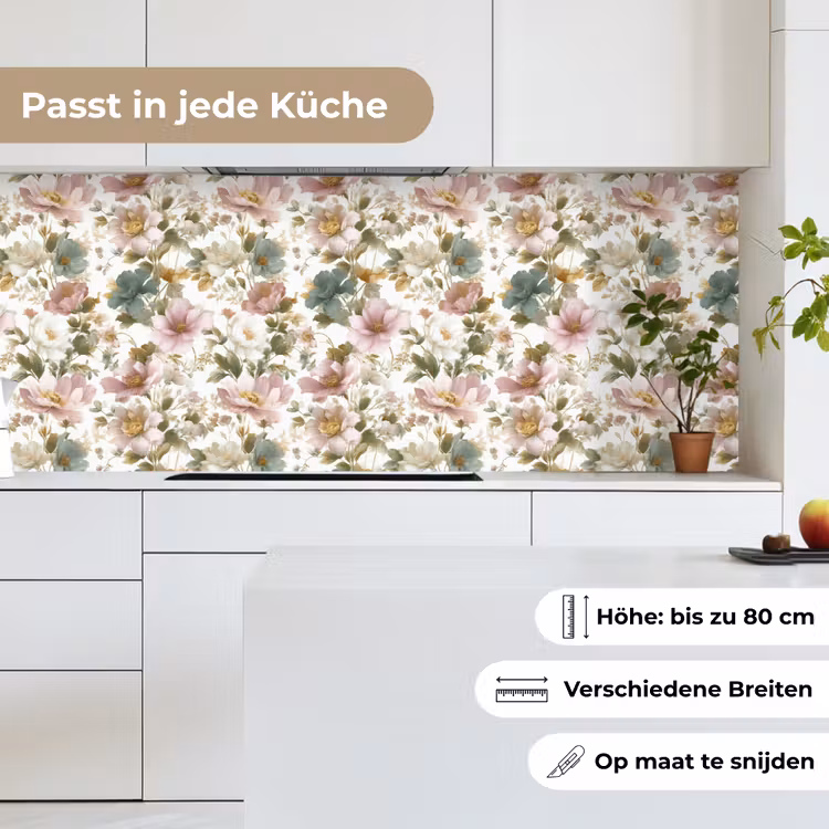 Bloemen - Patroon - Pastel keuken achterwand 2 middel 871 -sfeer4_DE