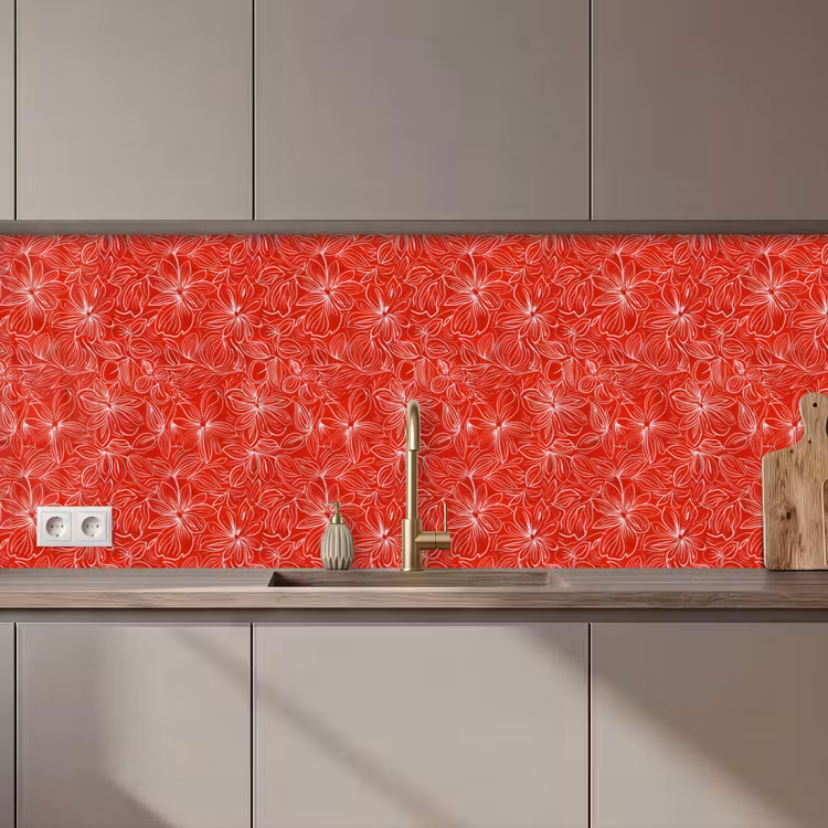 Bloemen - Patroon - Rood keuken achterwand 2 middel 871 zz_3dshopping