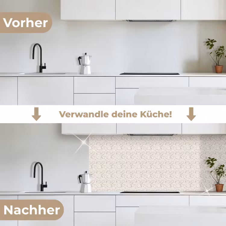 Bloemen - Patroon - Taupe keuken achterwand 2 middel 871 -voor-na_DE