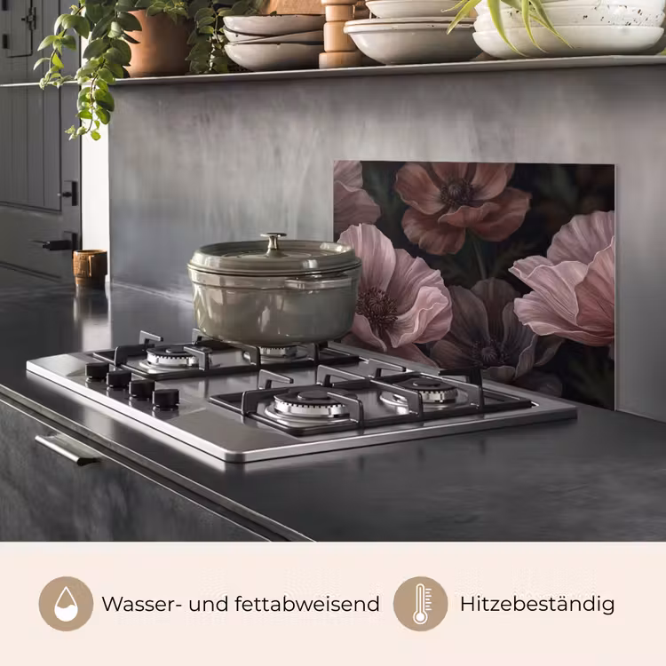 Bloemen - Natuur - Roze - Donker - Modern keuken achterwand spatscherm klein -usp_DE
