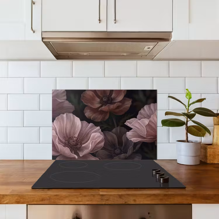 Bloemen - Natuur - Roze - Donker - Modern keuken achterwand spatscherm klein -sfeer2