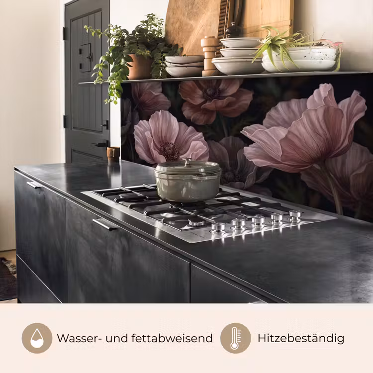 Bloemen - Natuur - Roze - Donker - Modern keuken achterwand 2 middel -usp_DE