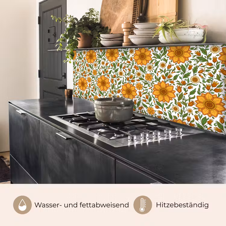 Bloemen - Oranje - Design keuken achterwand 2 middel 871 -usp_DE