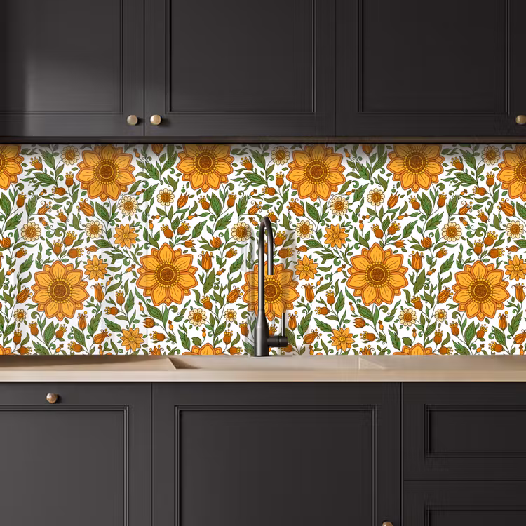Bloemen - Oranje - Design keuken achterwand 2 middel 871 -sfeer1