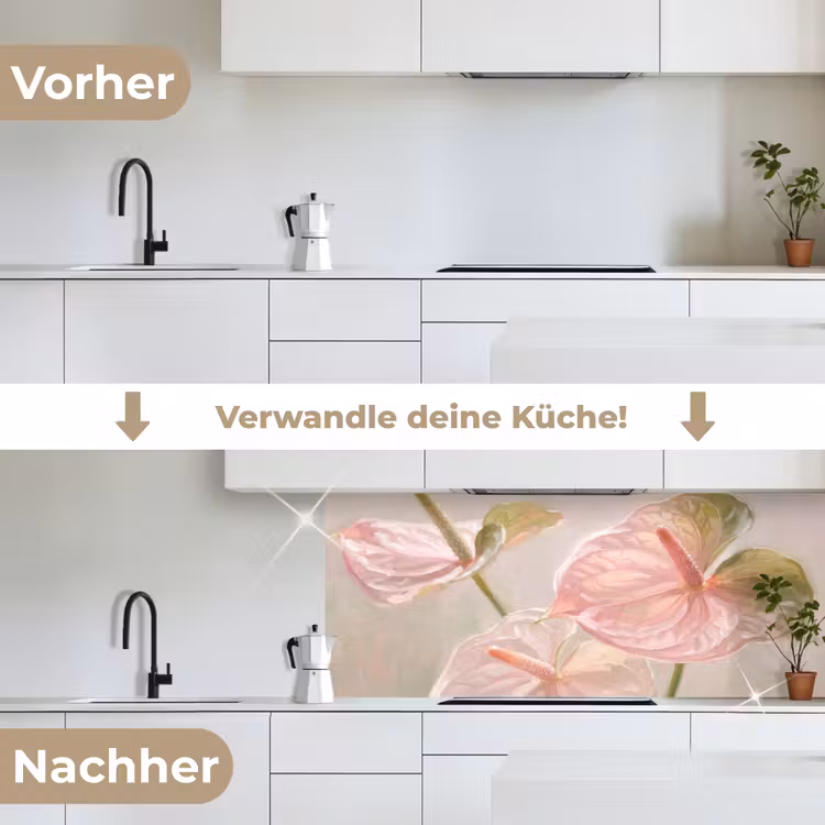 Bloemen - Pastel - Abstract - Natuur - Groen keuken achterwand 2 middel -voor-na_DE