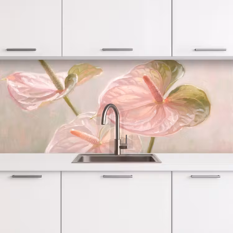 Bloemen - Pastel - Abstract - Natuur - Groen keuken achterwand 2 middel -3d