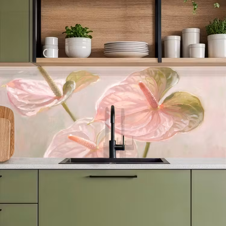 Bloemen - Pastel - Abstract - Natuur - Groen keuken achterwand 2 middel -sfeer3
