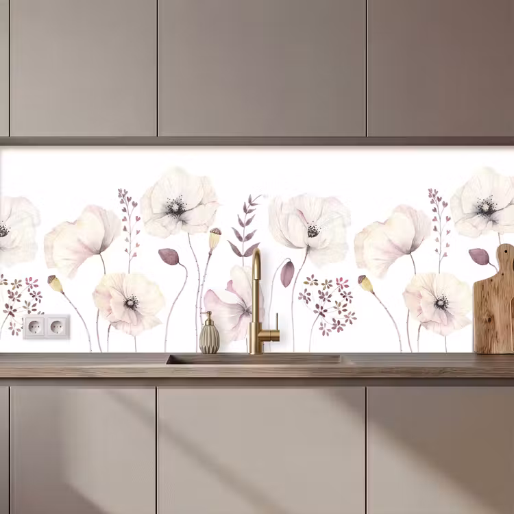 Bloemen - Pastel - Planten - Wit keuken achterwand 2 middel zz_3dshopping
