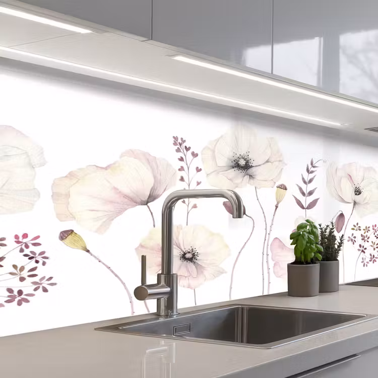 Bloemen - Pastel - Planten - Wit keuken achterwand 2 middel -3d_schuin