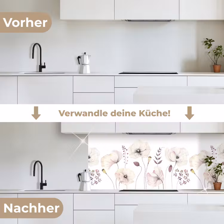 Bloemen - Pastel - Planten - Wit keuken achterwand 2 middel -voor-na_DE