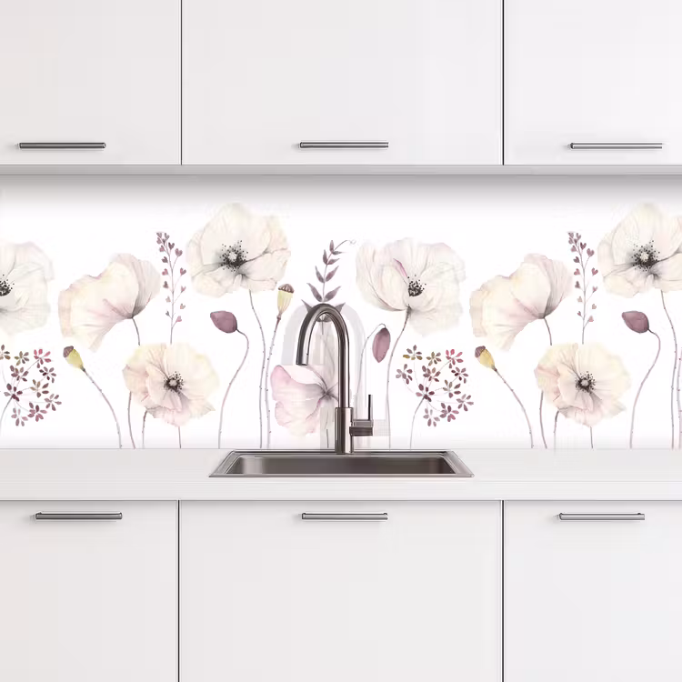 Bloemen - Pastel - Planten - Wit keuken achterwand 2 middel -3d