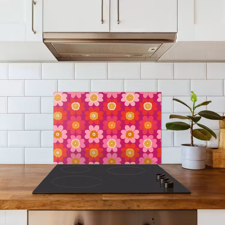 Bloemen - Retro - Kleurrijk keuken achterwand spatscherm klein 900 -sfeer2