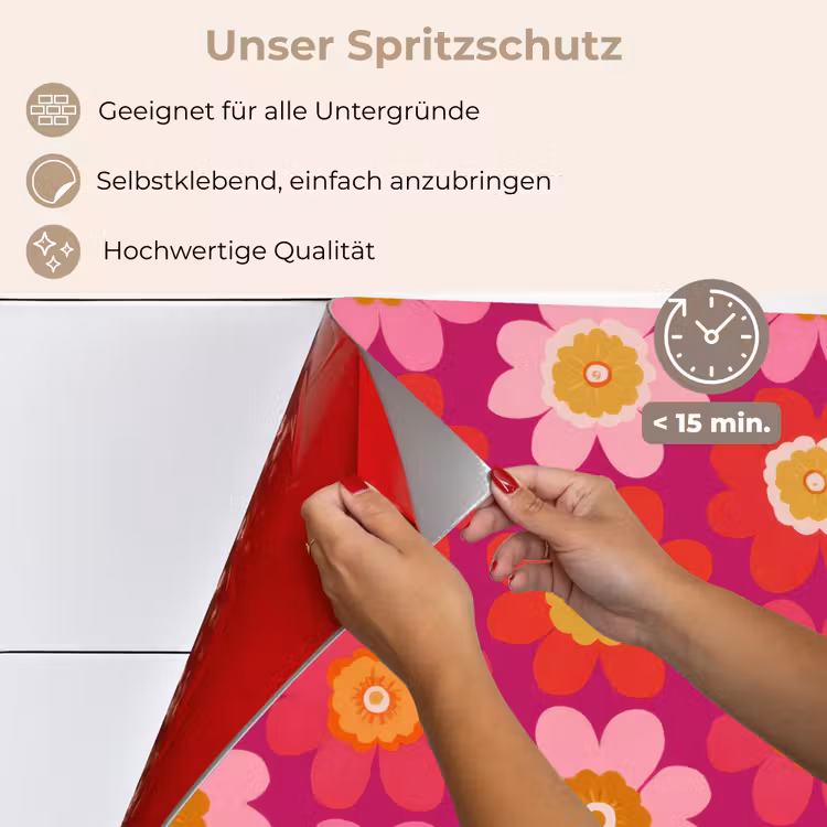 Bloemen - Retro - Kleurrijk keuken achterwand spatscherm klein 900 -spatscherm_DE