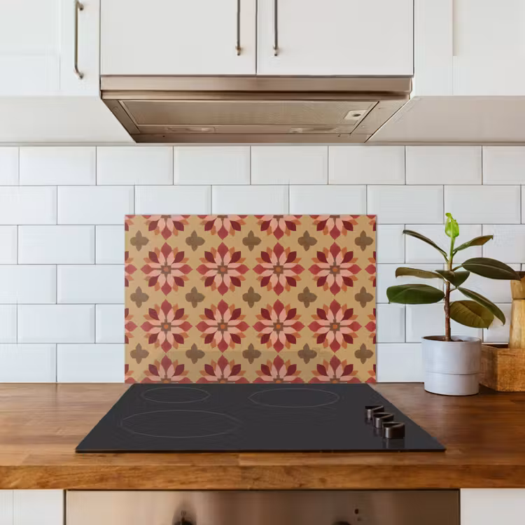 Bloemen - Retro - Groen keuken achterwand spatscherm klein 900 -sfeer2