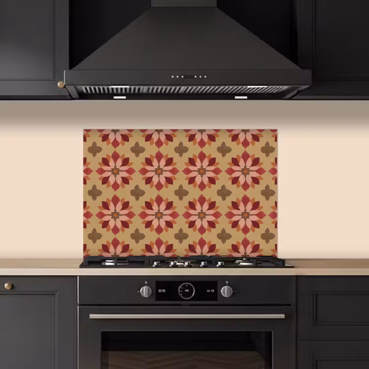 Bloemen - Retro - Groen keuken achterwand spatscherm klein 900 -sfeer1