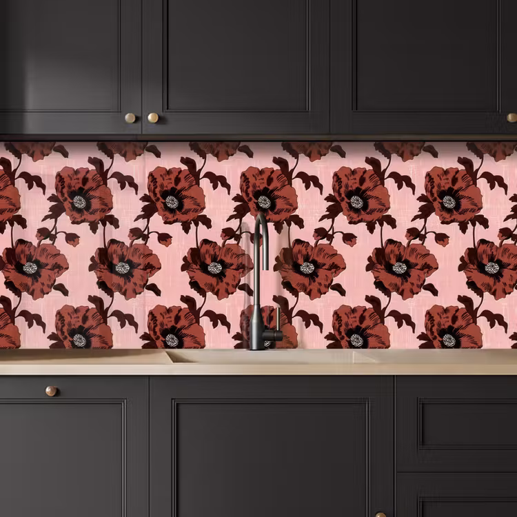 Bloemen - Retro - Rood keuken achterwand 2 middel 871 -sfeer1