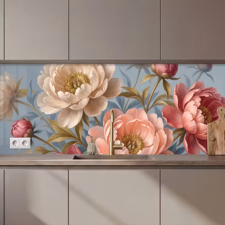 Bloemen - Roze - Beige - Modern - Natuur keuken achterwand 2 middel zz_3dshopping