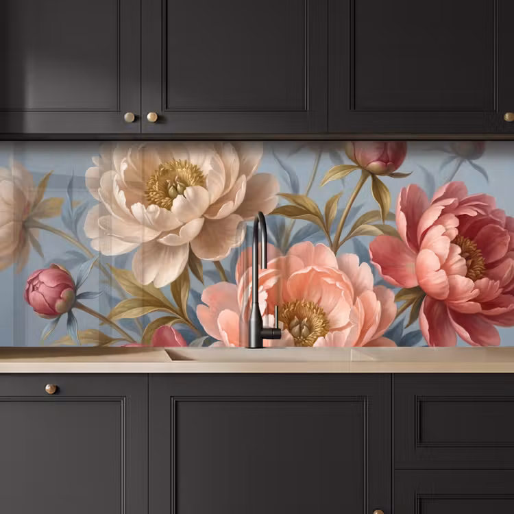 Bloemen - Roze - Beige - Modern - Natuur keuken achterwand 2 middel -sfeer1