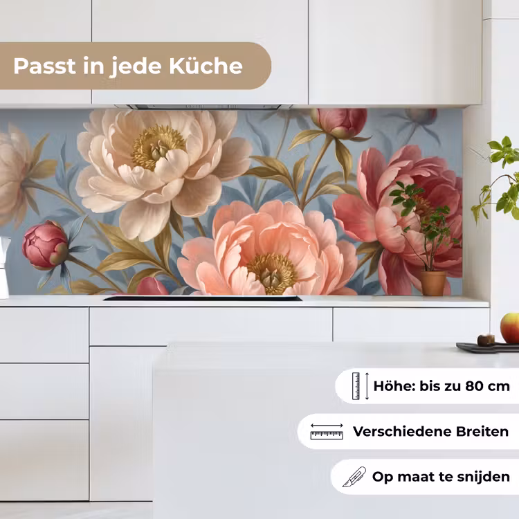 Bloemen - Roze - Beige - Modern - Natuur keuken achterwand 2 middel -sfeer4_DE