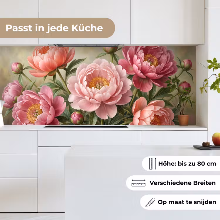 Bloemen - Roze - Klassiek - Gedetailleerd - Natuur keuken achterwand 2 middel -sfeer4_DE