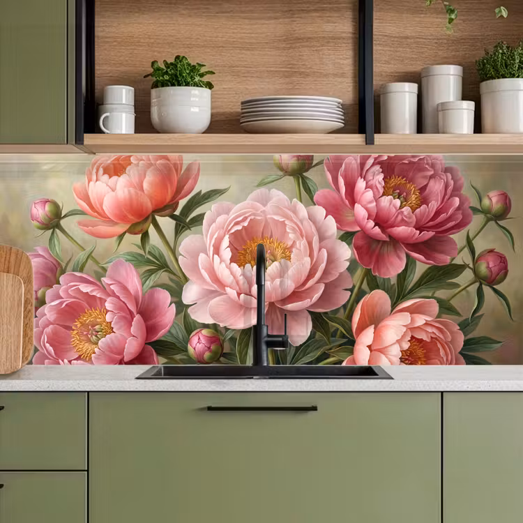 Bloemen - Roze - Klassiek - Gedetailleerd - Natuur keuken achterwand 2 middel -sfeer3