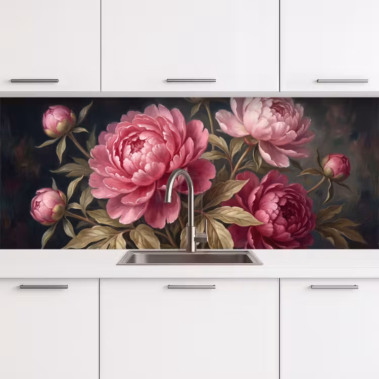Bloemen - Roze - Klassiek - Natuur keuken achterwand 2 middel -3d