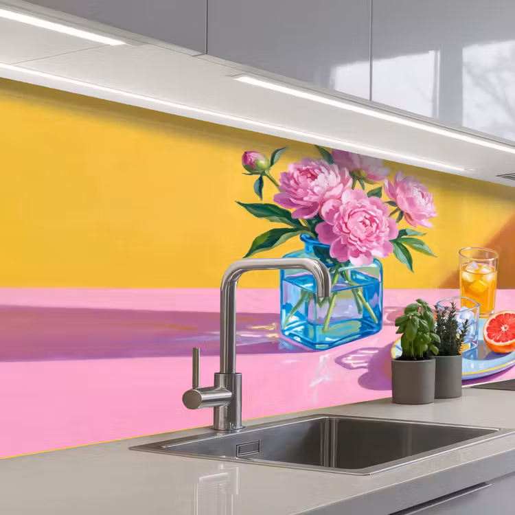 Küchenrückwand - Blumen – Rosa – Modern - Bloemen - Roze - Modern keuken achterwand 2 middel