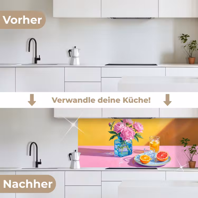 Küchenrückwand - Blumen – Rosa – Modern - Bloemen - Roze - Modern keuken achterwand 2 middel