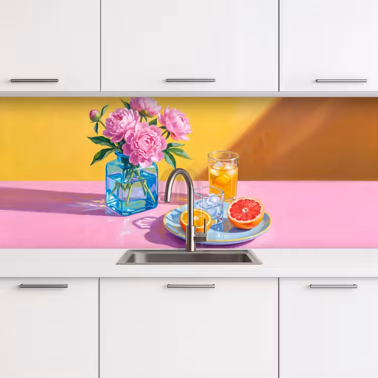 Küchenrückwand - Blumen – Rosa – Modern - Bloemen - Roze - Modern keuken achterwand 2 middel