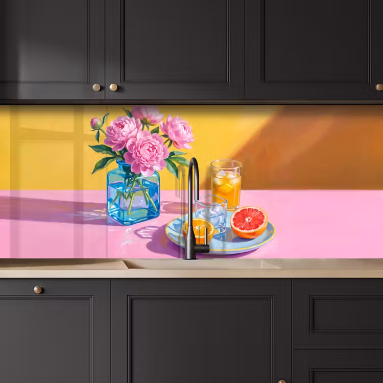 Küchenrückwand - Blumen – Rosa – Modern - Bloemen - Roze - Modern keuken achterwand 2 middel
