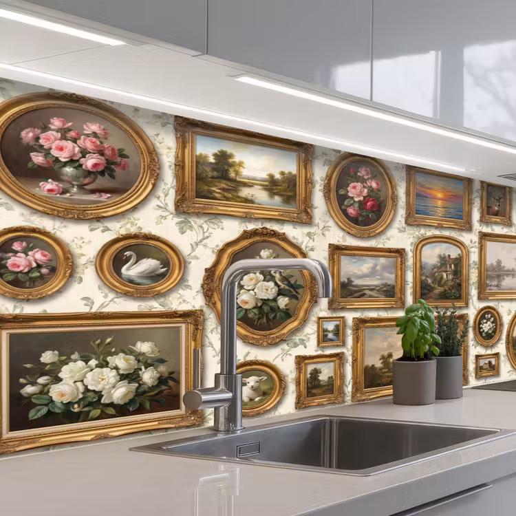 Bloemen - Roze - Stilleven - Klassiek keuken achterwand 2 middel -3d_schuin